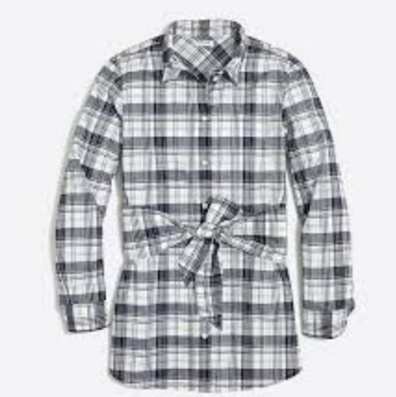 𝅺J.Crew Checkered Tie-Front Top - Picture 1 of 6